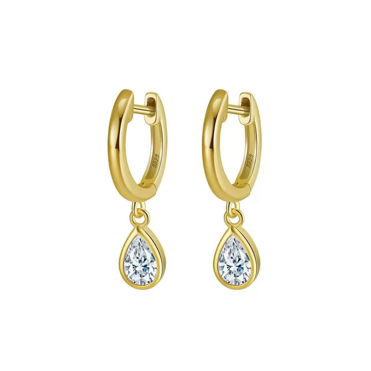 Teardrop Cubic Zirconia Dangle Earrings – Sterling Silver or Gold Plated