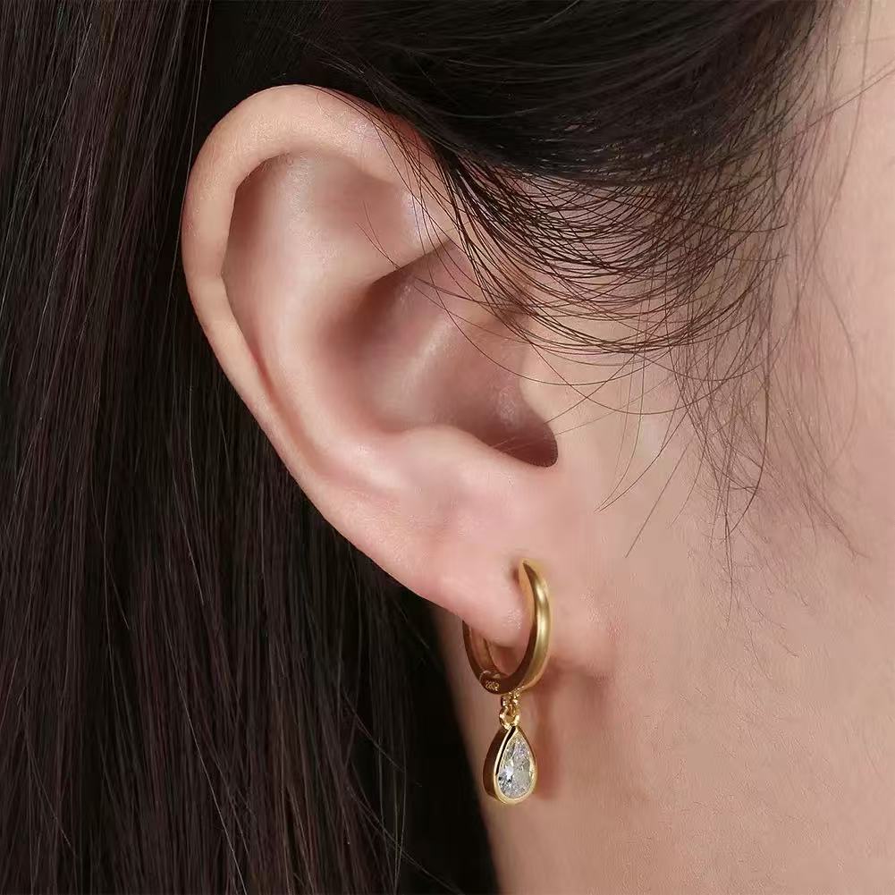 Teardrop Cubic Zirconia Dangle Earrings – Sterling Silver or Gold Plated