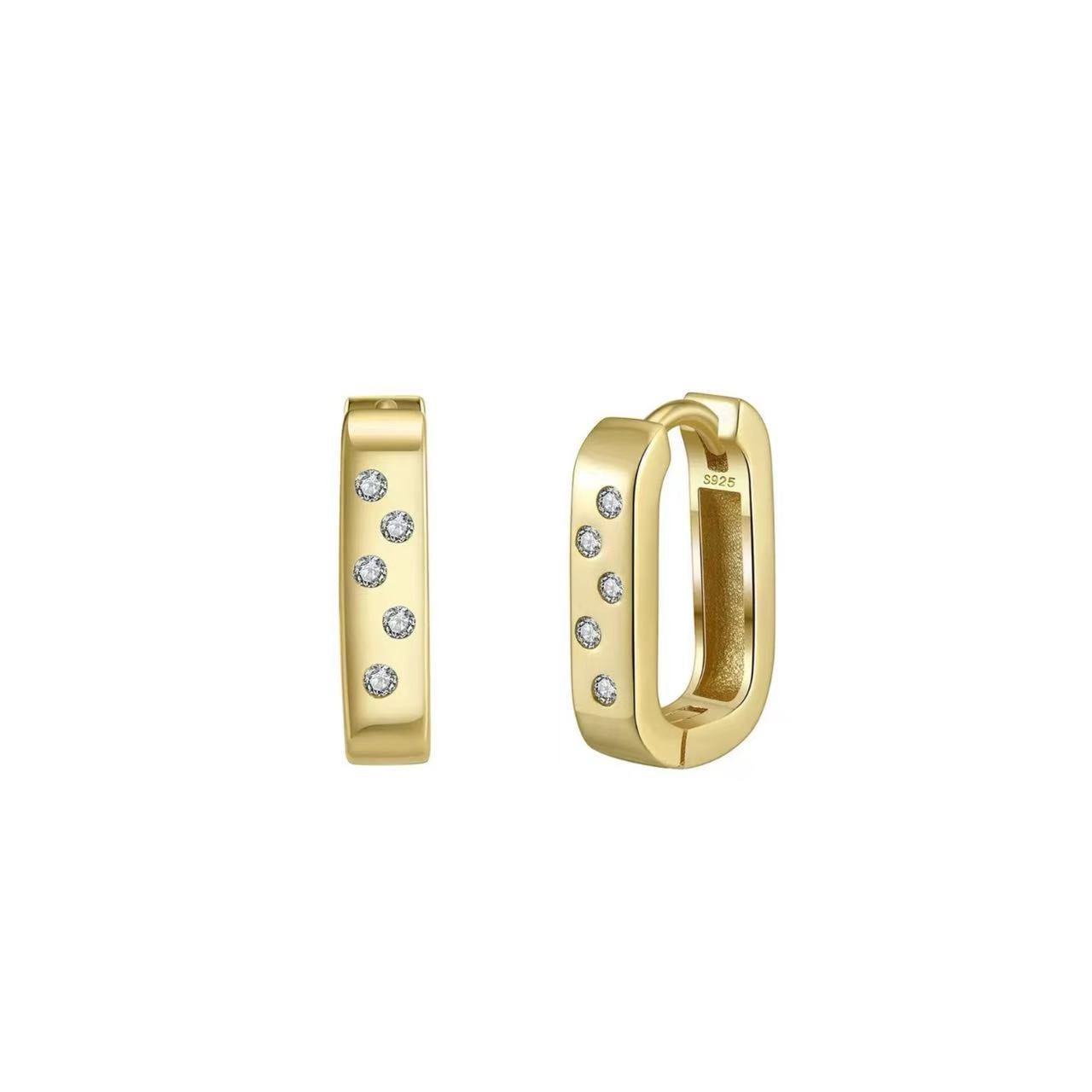 Geometric Rectangle Hoop Earrings – Sterling Silver or Gold Vermeil