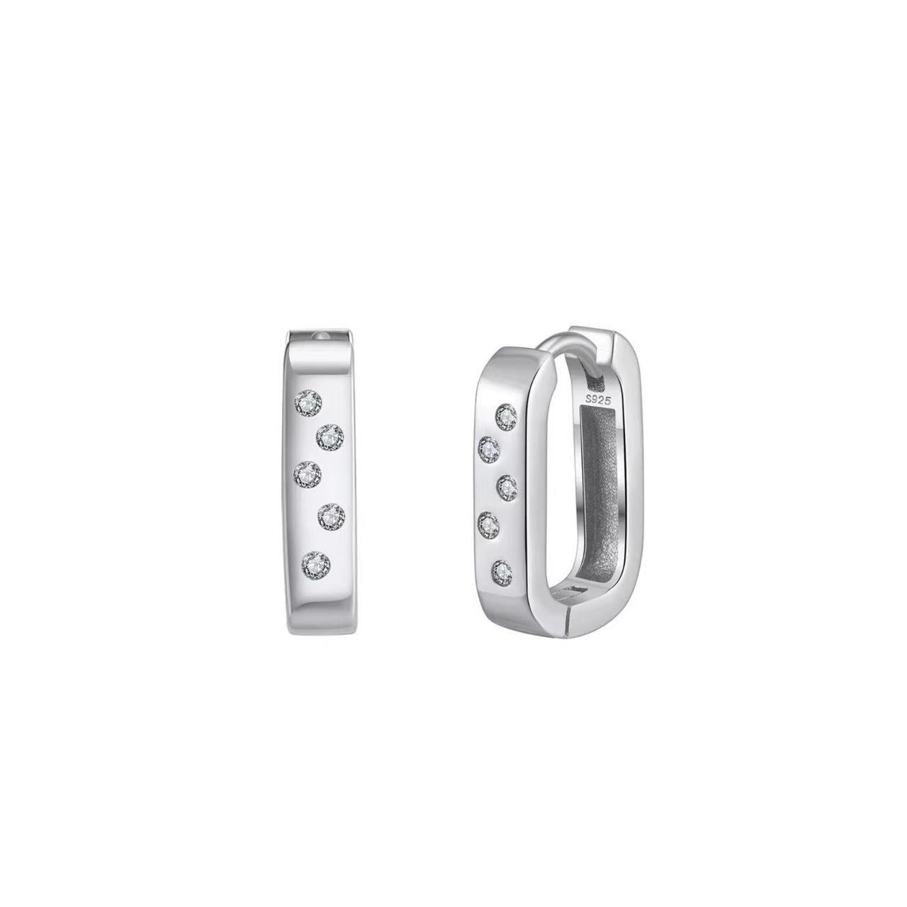 Geometric Rectangle Hoop Earrings – Sterling Silver or Gold Vermeil