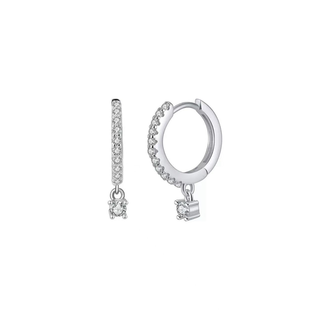 Elegant Sparkling Hoop Drop Earrings – Sterling Silver or Gold Plated