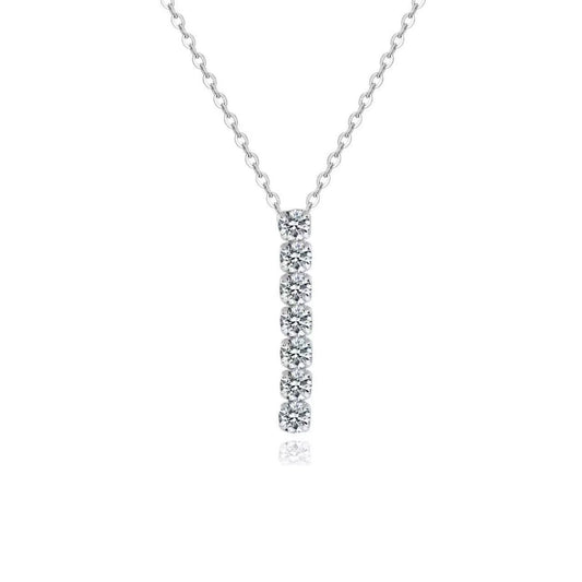 Vertical Bar Pendant Necklace – Sterling Silver & Gold Vermeil Cubic Zirconia Necklace