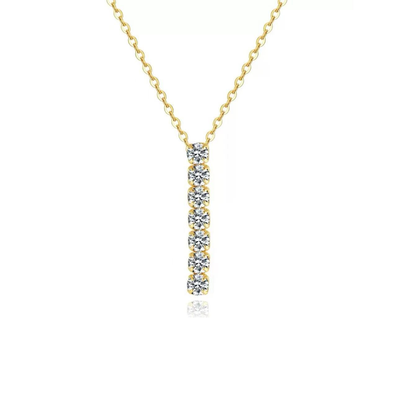 Vertical Bar Pendant Necklace – Sterling Silver & Gold Vermeil Cubic Zirconia Necklace