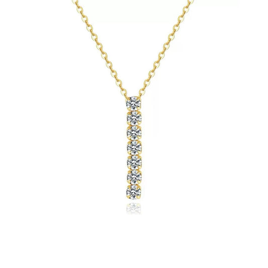 Vertical Bar Pendant Necklace – Sterling Silver & Gold Vermeil Cubic Zirconia Necklace