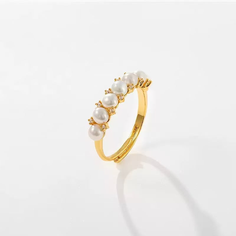 Petite Crown - Pearl Cluster Open Ring