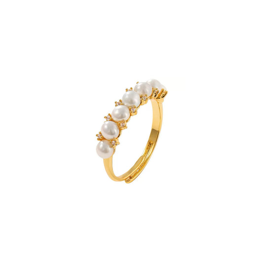 Petite Crown – Pearl Cluster Open Ring