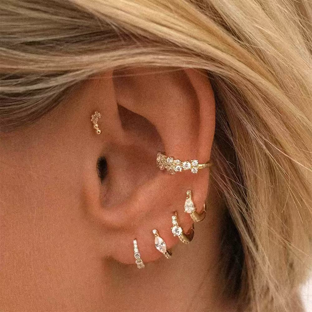 Elegant Sterling Silver Hoop Earrings with Center Stone – Gold Plated or Silver