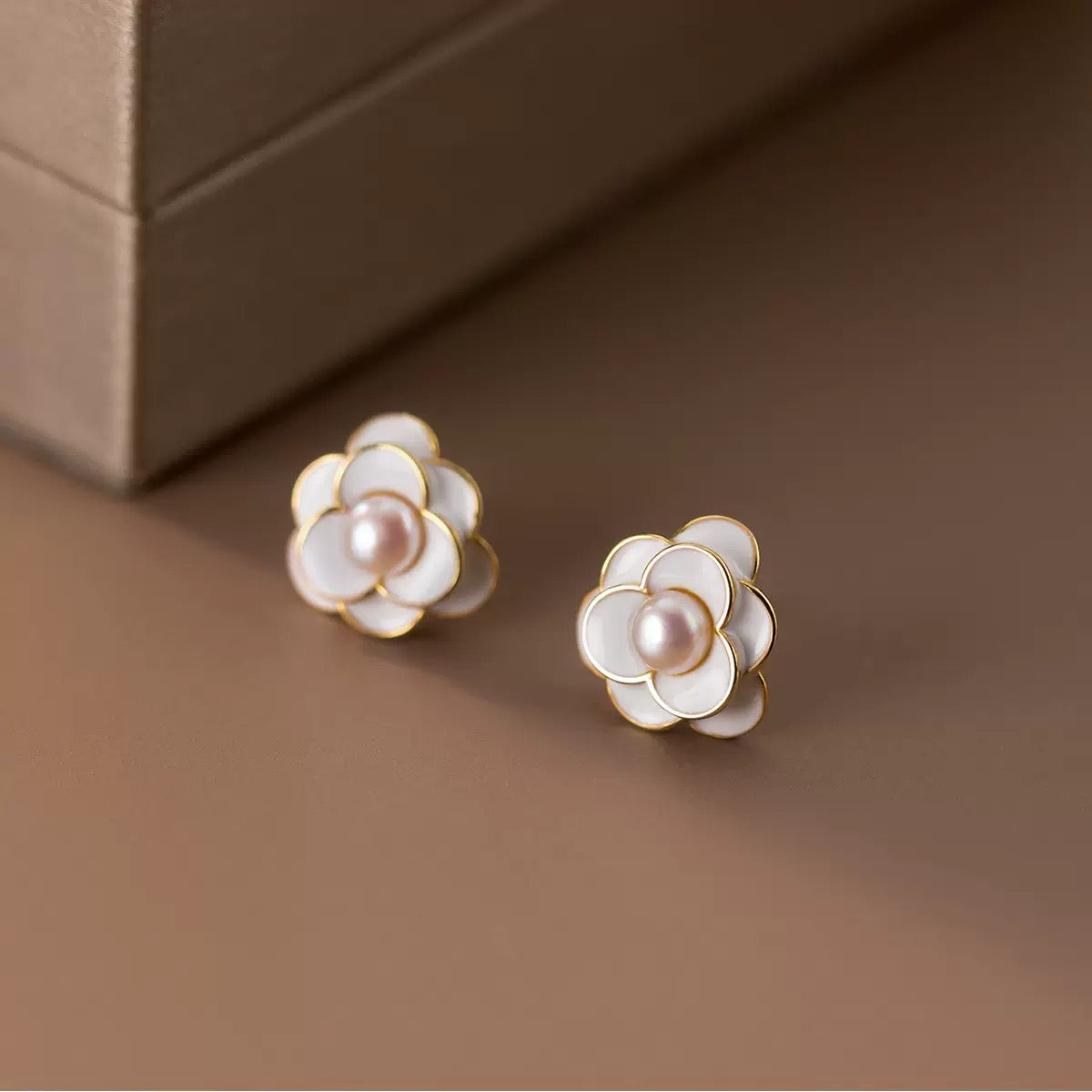 Camellia Bloom – Freshwater Pearl & S925 Silver Stud Earrings