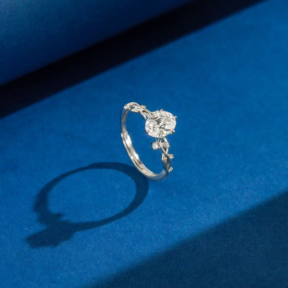 Blooming Elegance – Zircon & Sterling Silver Leaf Ring (Gold & Silver Options)