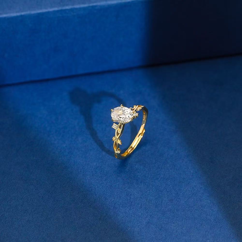 Blooming Elegance – Zircon & Sterling Silver Leaf Ring (Gold & Silver Options)