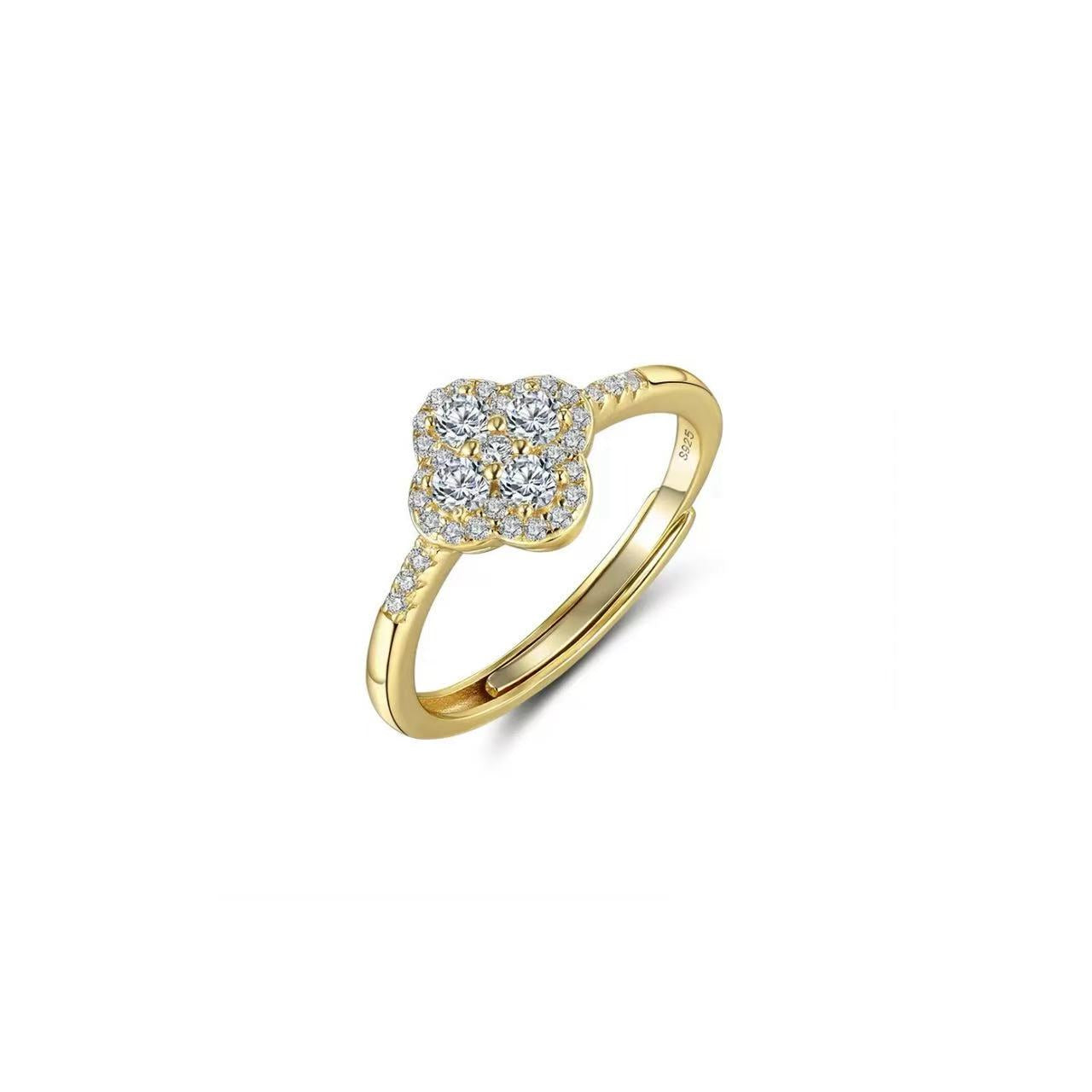 Floral Radiance – Gold & Silver Sterling Silver Cubic Zirconia Cluster Ring