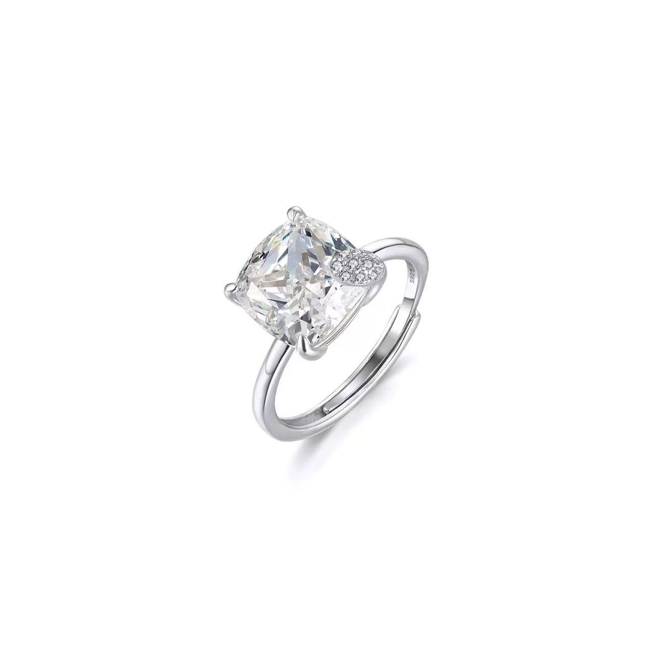 Radiant Cushion – Sparkling Zircon & Sterling Silver Ring (Gold & Silver Options)