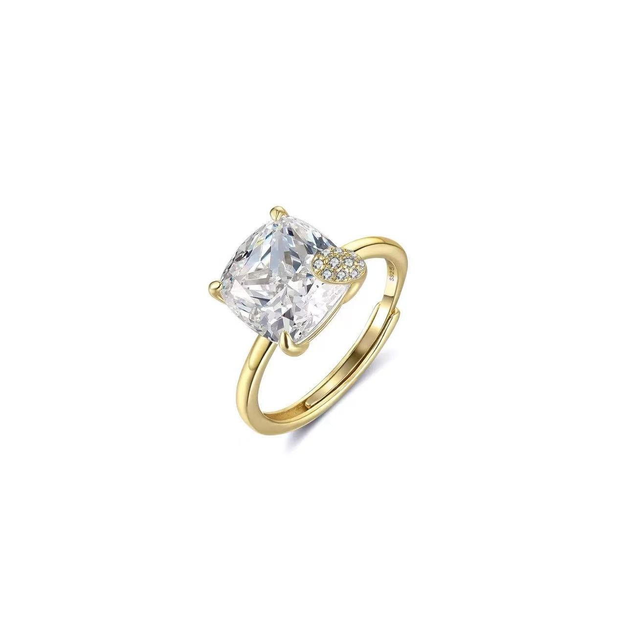 Radiant Cushion – Sparkling Zircon & Sterling Silver Ring (Gold & Silver Options)