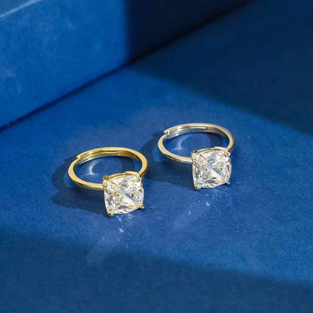 Radiant Cushion – Sparkling Zircon & Sterling Silver Ring (Gold & Silver Options)