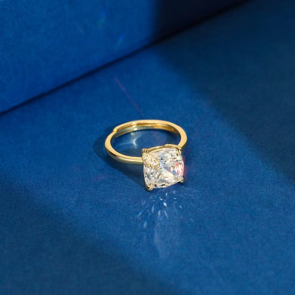 Radiant Cushion – Sparkling Zircon & Sterling Silver Ring (Gold & Silver Options)