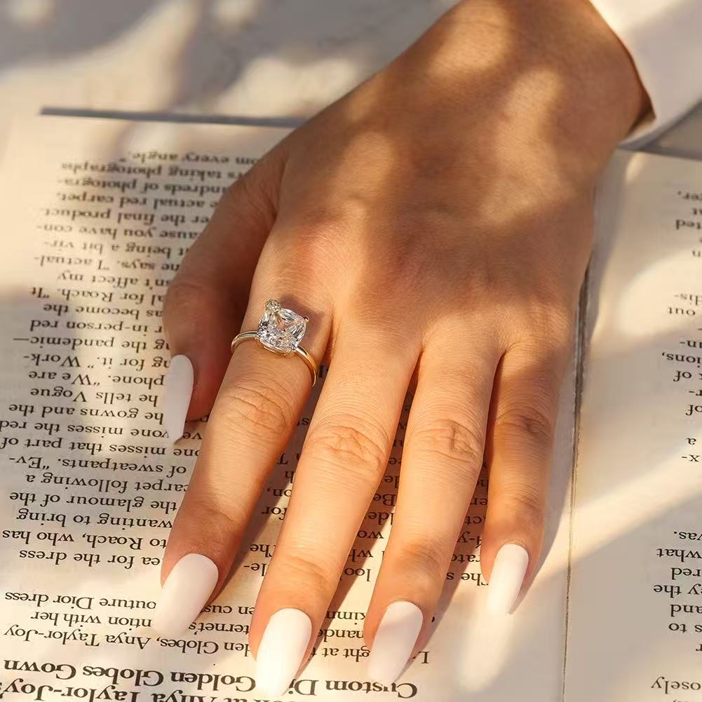 Radiant Cushion – Sparkling Zircon & Sterling Silver Ring (Gold & Silver Options)