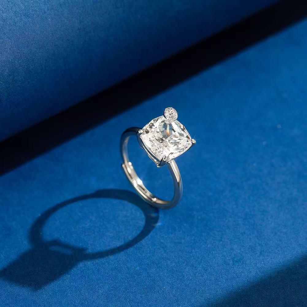 Radiant Cushion – Sparkling Zircon & Sterling Silver Ring (Gold & Silver Options)