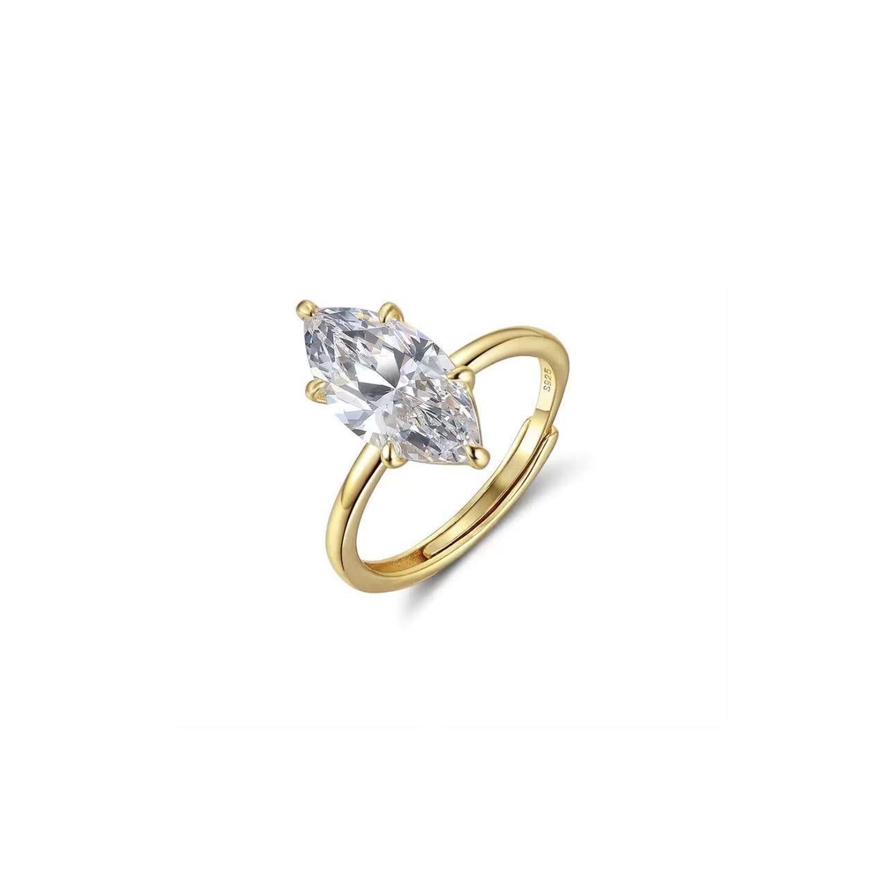 Marquise Elegance – Sparkling Zircon & Sterling Silver Ring (Gold & Silver Options)