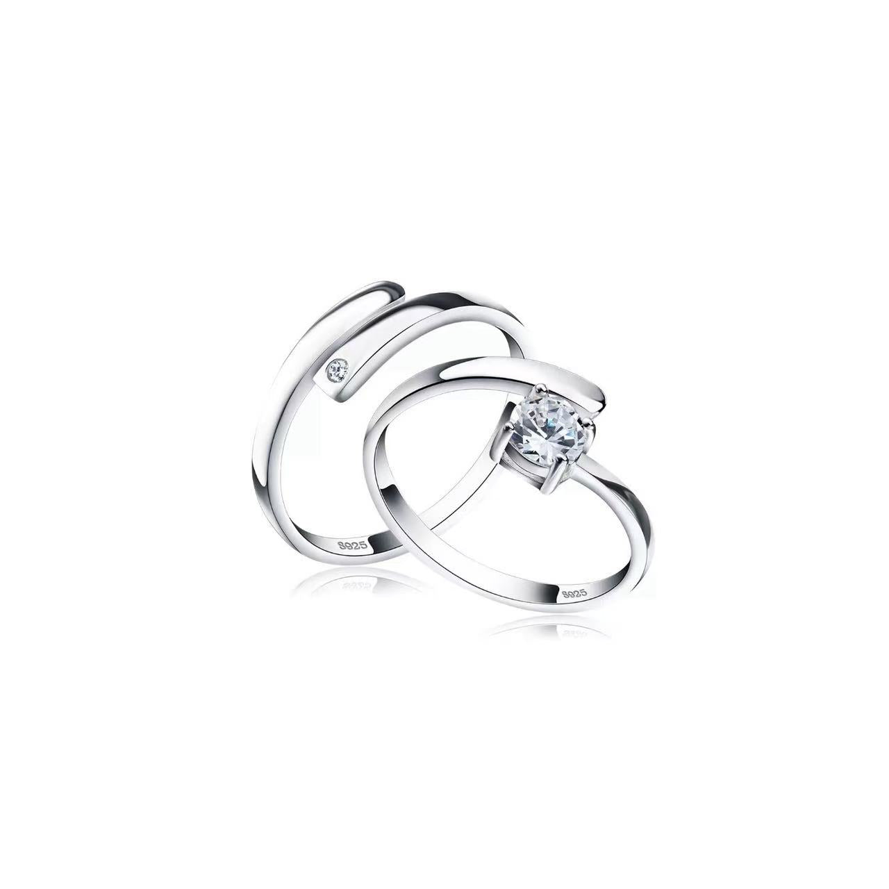Eternal Harmony – Sterling Silver Couple Rings with Carat CZ
