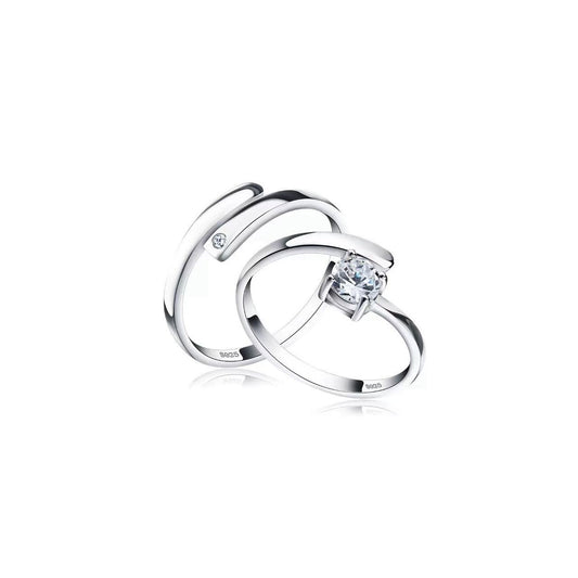 Eternal Harmony – Sterling Silver Couple Rings with Carat CZ