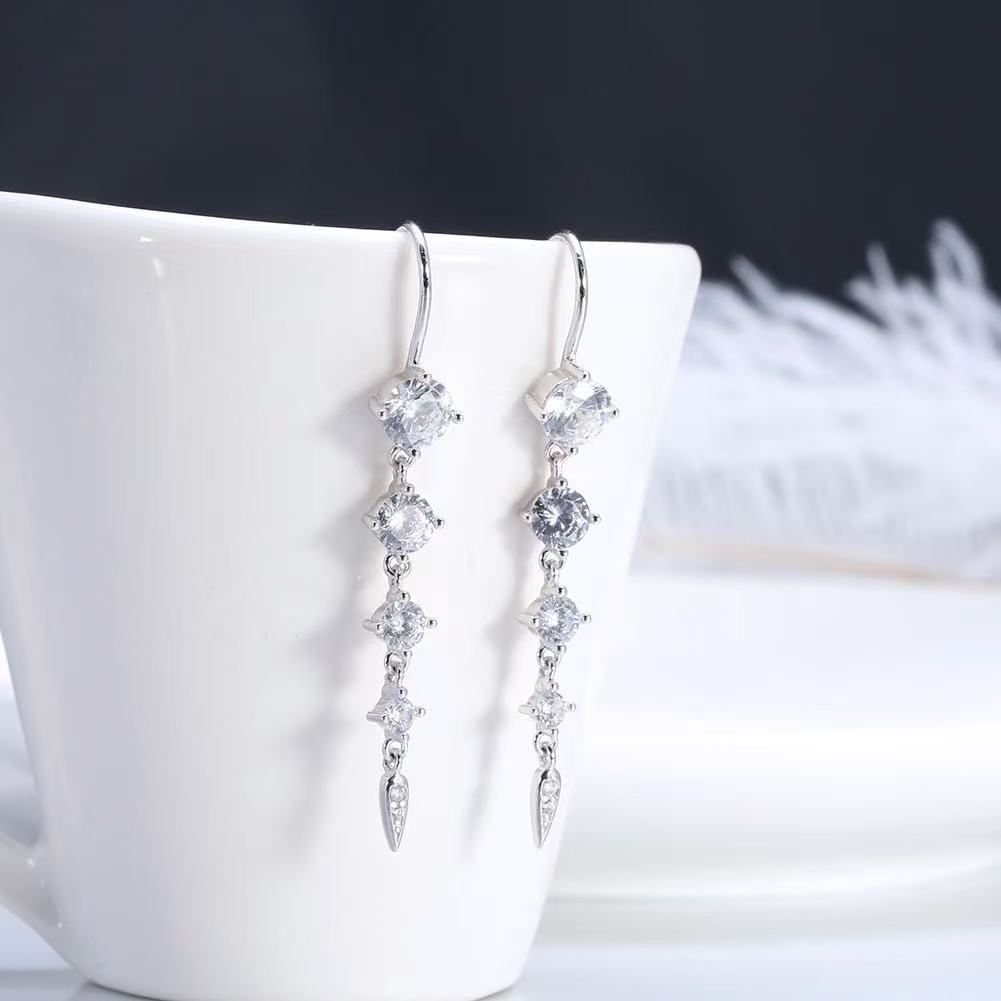 Eternal Sparkle – AAA CZ & Sterling Silver Drop Earrings