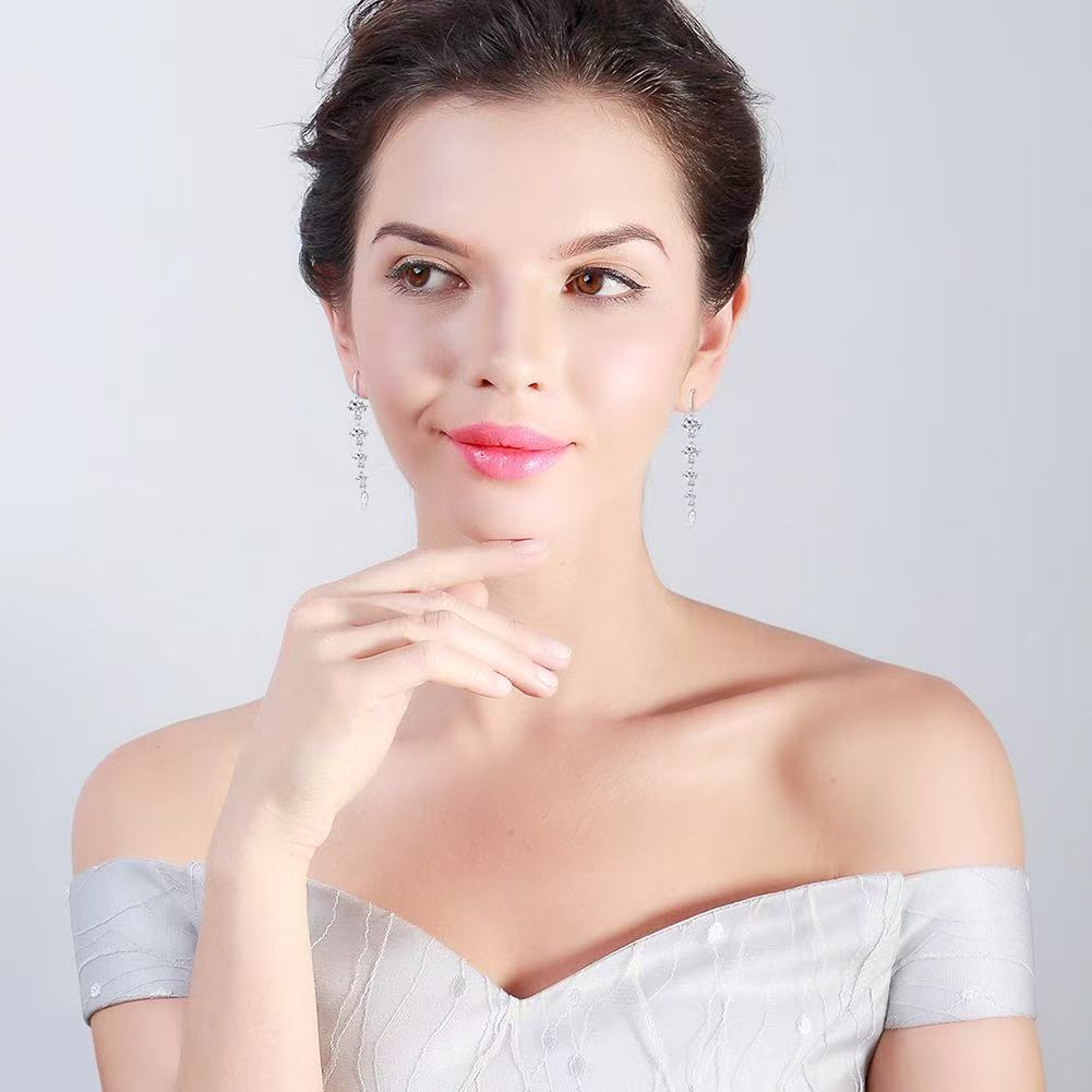 Eternal Sparkle – AAA CZ & Sterling Silver Drop Earrings
