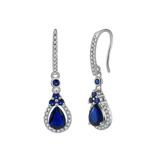 Sapphire Serenade – Sterling Silver & Sapphire Bridal Drop Earrings