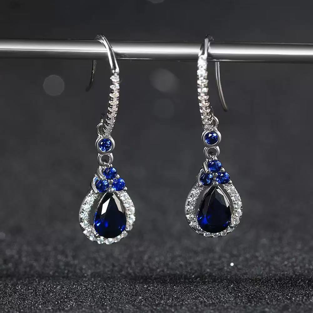 Sapphire Serenade – Sterling Silver & Sapphire Bridal Drop Earrings