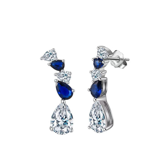 Eternal Blue – Sterling Silver, Sapphire & CZ Bridal Earrings