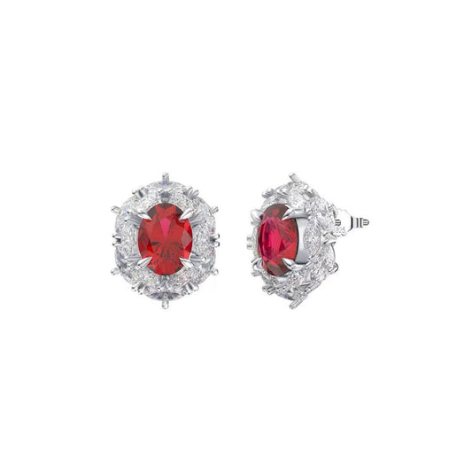 Crimson Oath – Sterling Silver, Ruby & CZ Bridal Stud Earrings