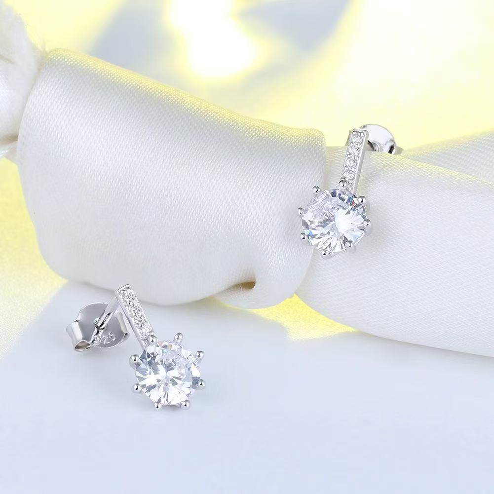 Eternal Spark – Sterling Silver & CZ Bridal Stud Earrings