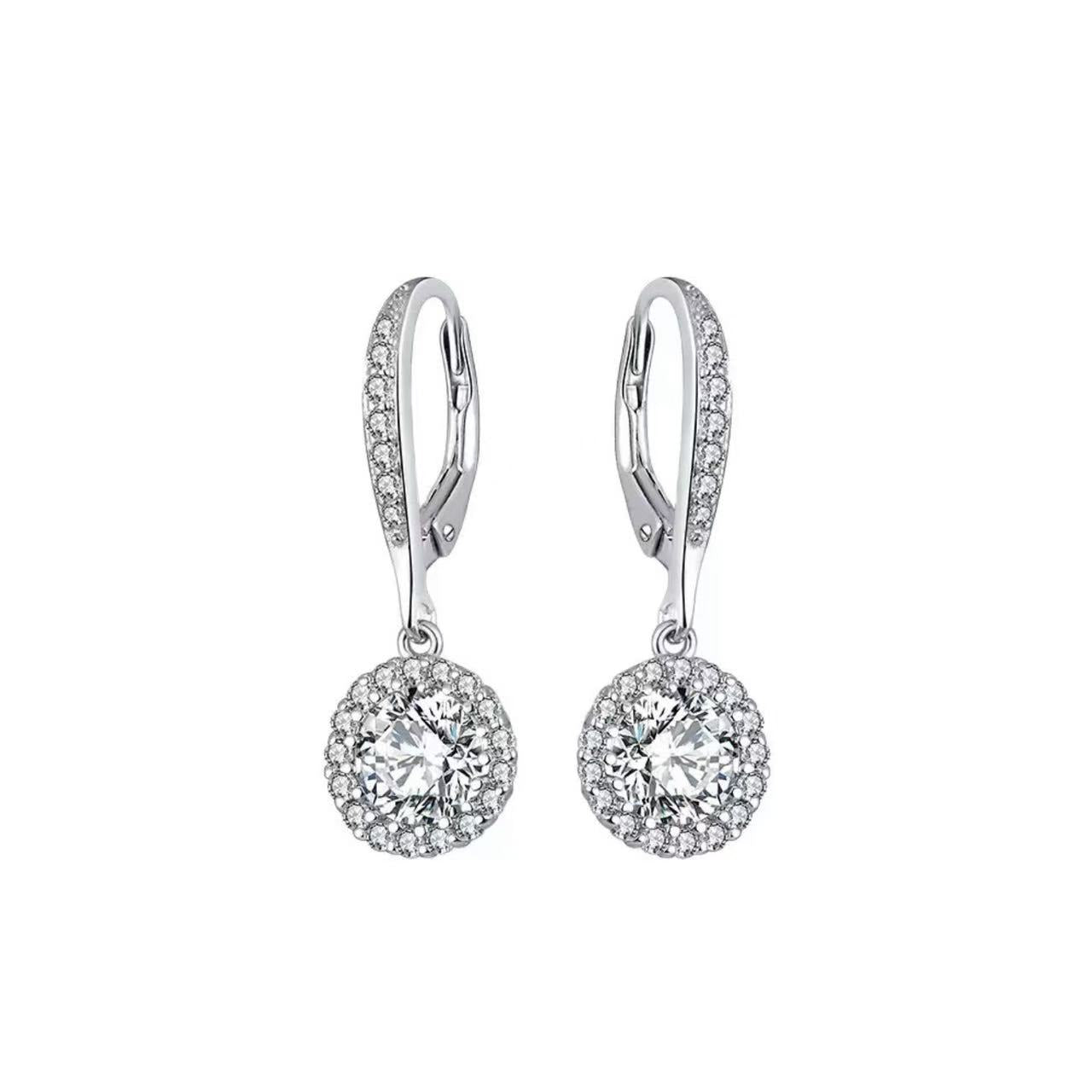 Circle of Forever – Sterling Silver & CZ Bridal Drop Earrings