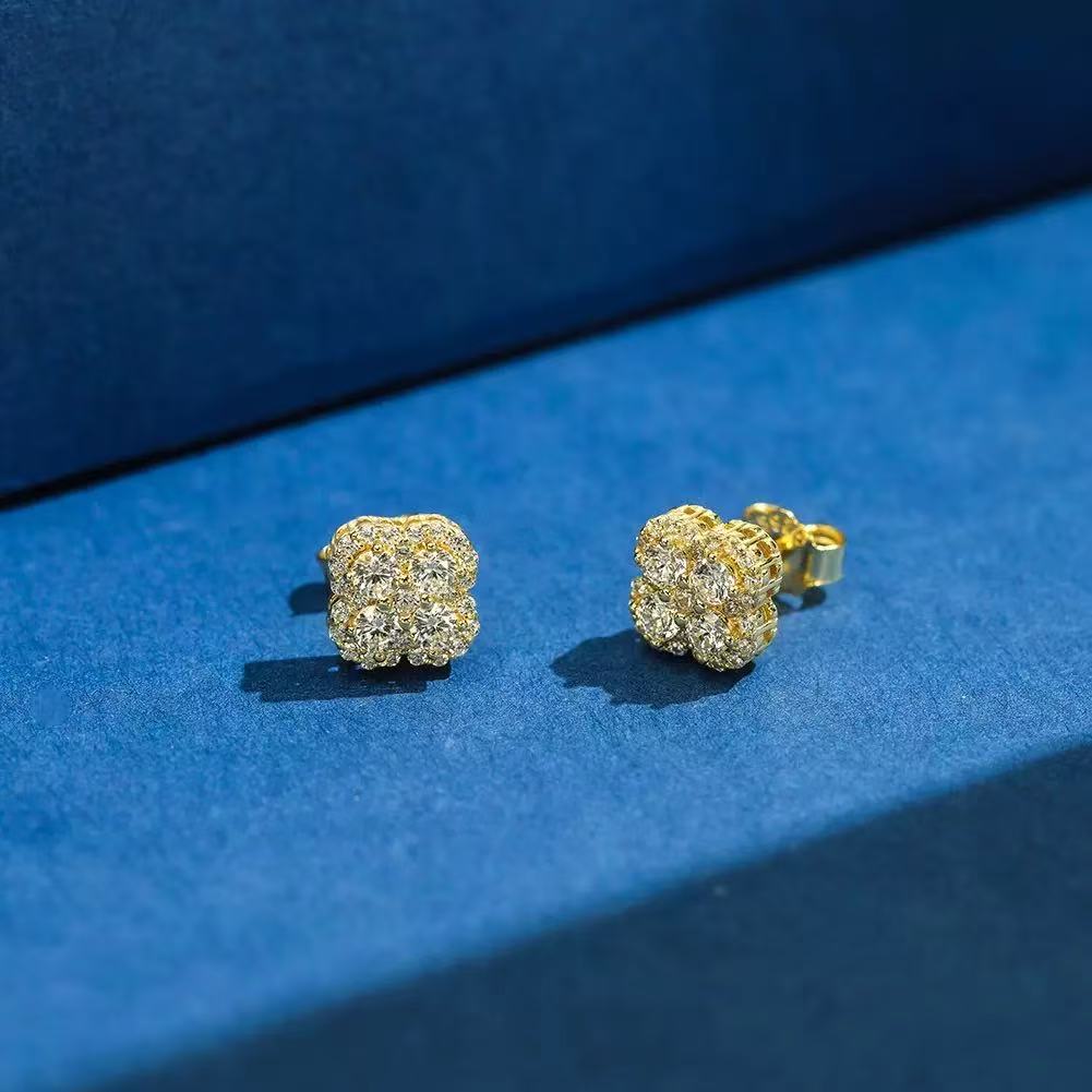 Radiant Bloom – Cubic Zirconia & Sterling Silver Cluster Stud Earrings (Gold & Silver)