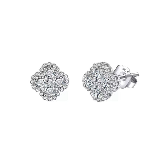 Radiant Bloom – Cubic Zirconia & Sterling Silver Cluster Stud Earrings (Gold & Silver)