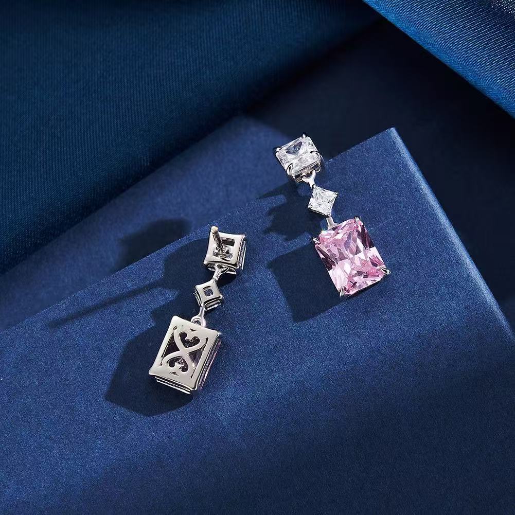 Radiant Charm – Pink AAAA CZ & Sterling Silver Drop Earrings