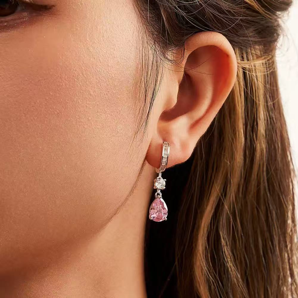 Blush Elegance – Pink AAAA CZ & Sterling Silver Drop Earrings
