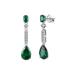 Green Teardrop Linear Earrings Dangle & Drop Earrings