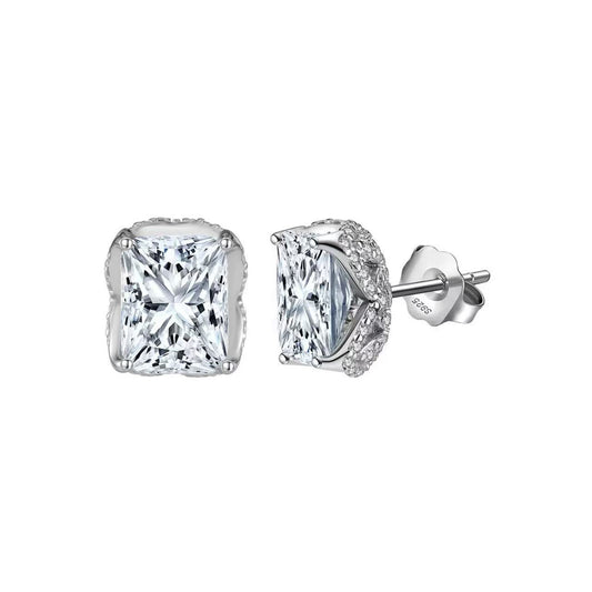 Eternal Radiance – Sterling Silver & 8A Cubic Zirconia Halo Stud Earrings