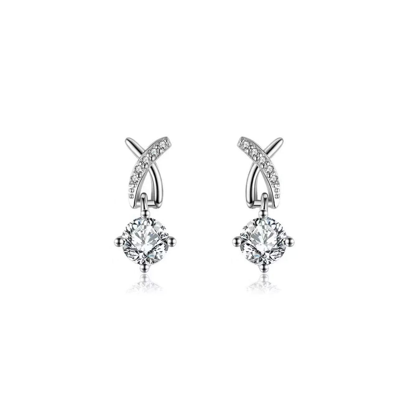 Radiant Spark – Sterling Silver & AAAA Cubic Zirconia Stud Earrings