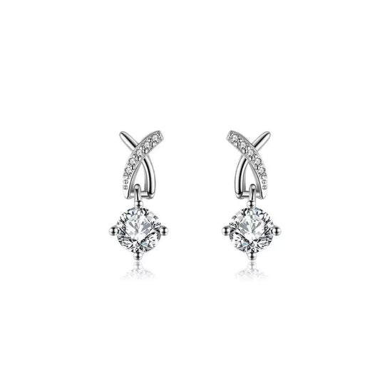 Radiant Spark – Sterling Silver & AAAA Cubic Zirconia Stud Earrings
