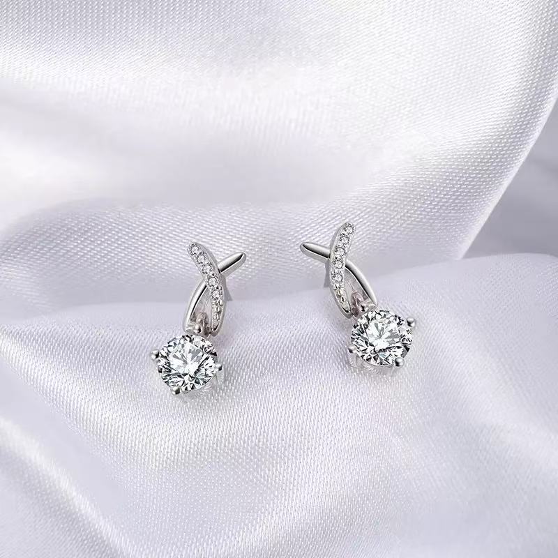Radiant Spark – Sterling Silver & AAAA Cubic Zirconia Stud Earrings