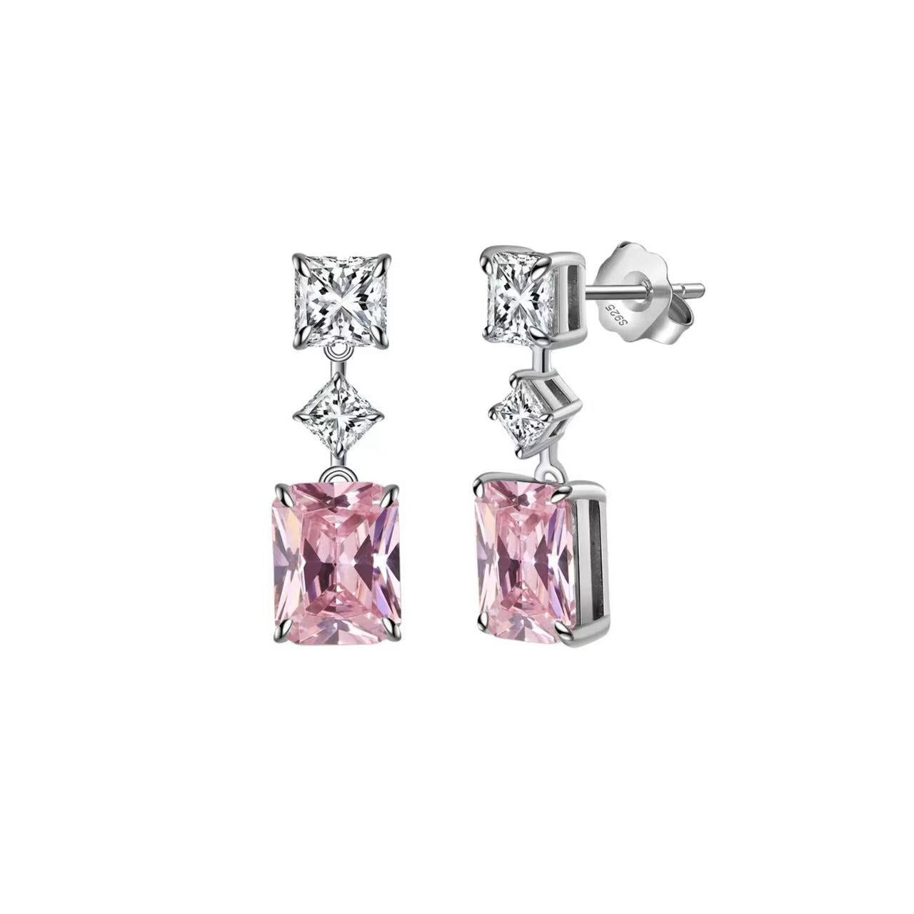 Radiant Charm – Pink AAAA CZ & Sterling Silver Drop Earrings