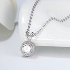 Round Halo Solitaire Necklace Crystal Necklaces