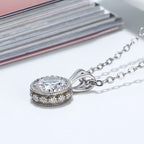 Round Halo Solitaire Necklace Crystal Necklaces