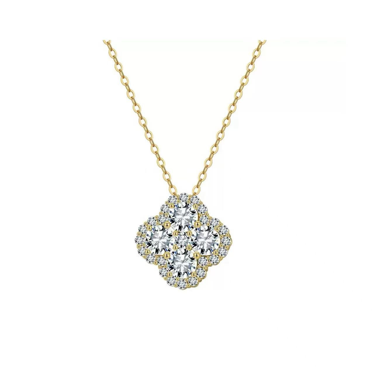Floral Brilliance – Gold-Plated Sterling Silver & Cubic Zirconia Pendant Necklace