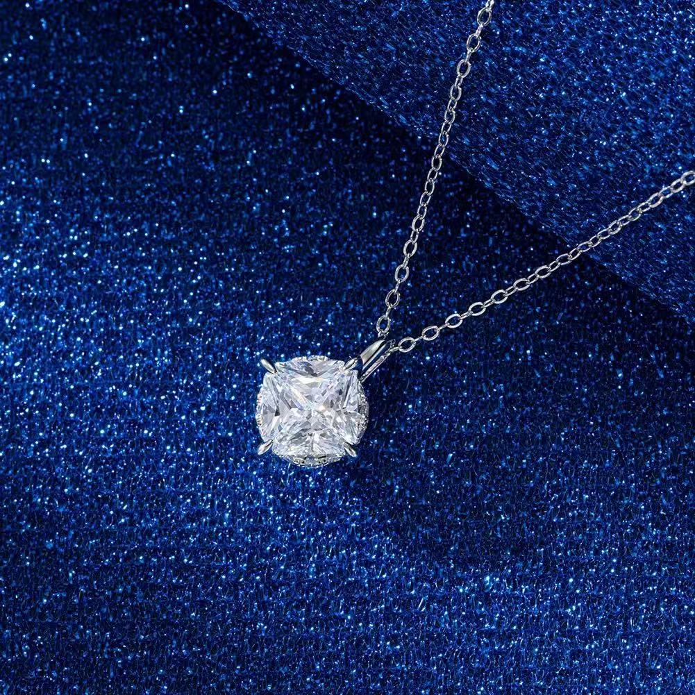 Radiant Square – Sterling Silver & Cubic Zirconia Pendant Necklace