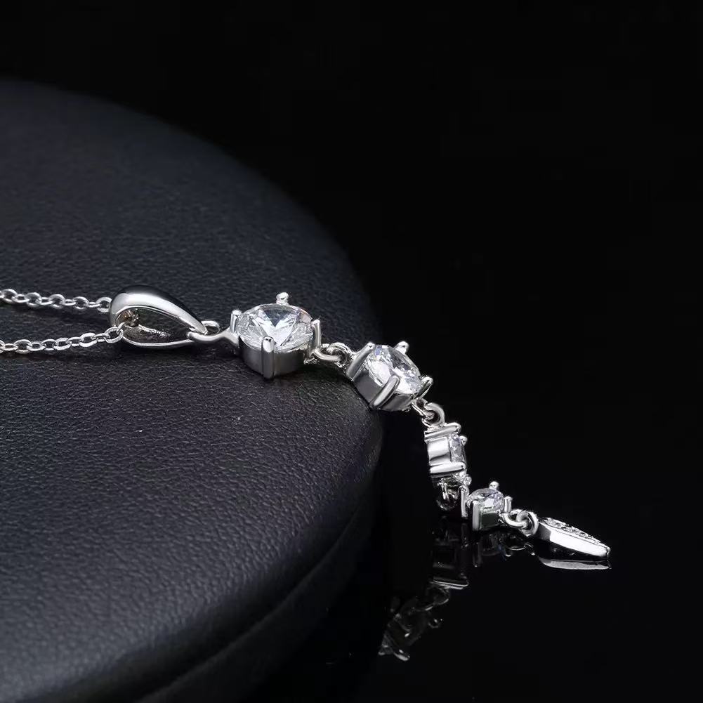 Elegant Cascade – Zircon & Sterling Silver Drop Pendant Necklace