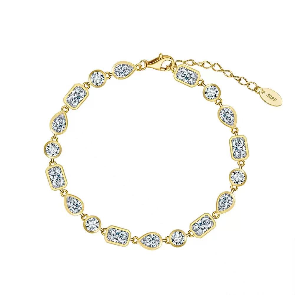 Radiant Harmony – Gold Vermeil & Zirconia Link Bracelet