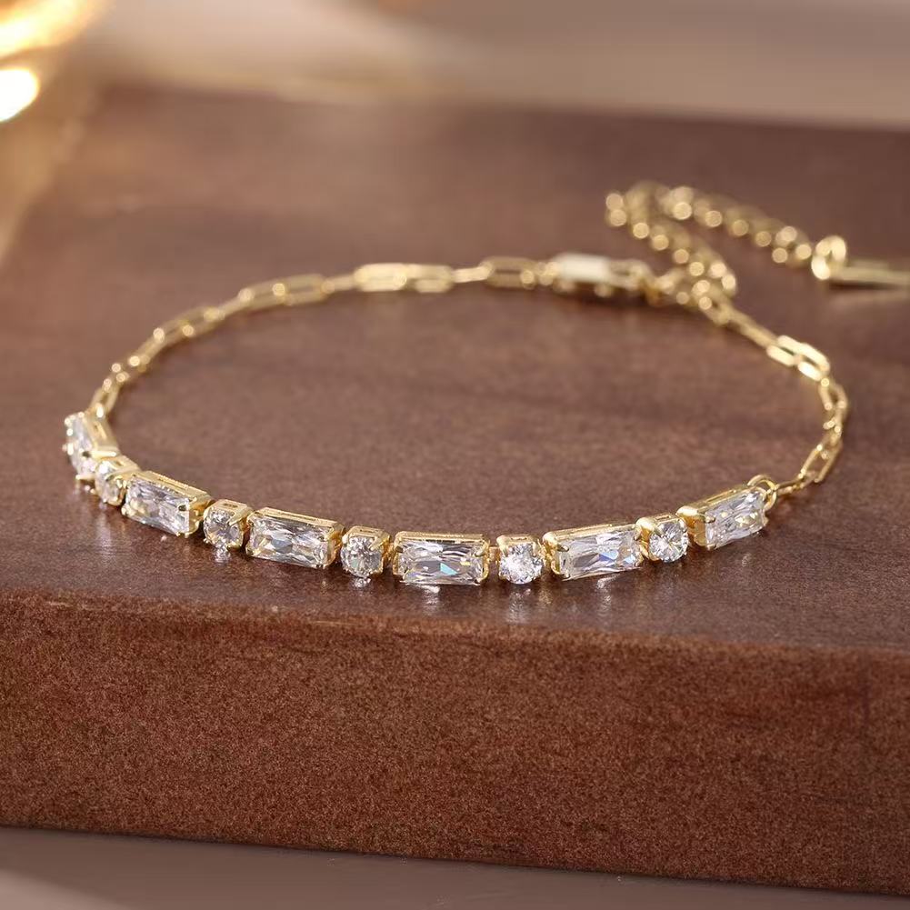 Radiant Geometry – Gold Vermeil & Sterling Silver Zircon Bracelet