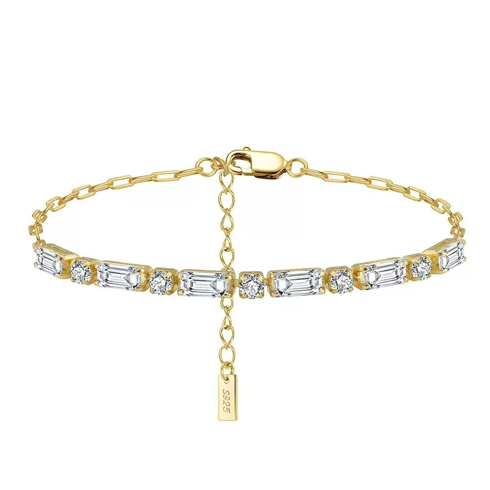Radiant Geometry – Gold Vermeil & Sterling Silver Zircon Bracelet